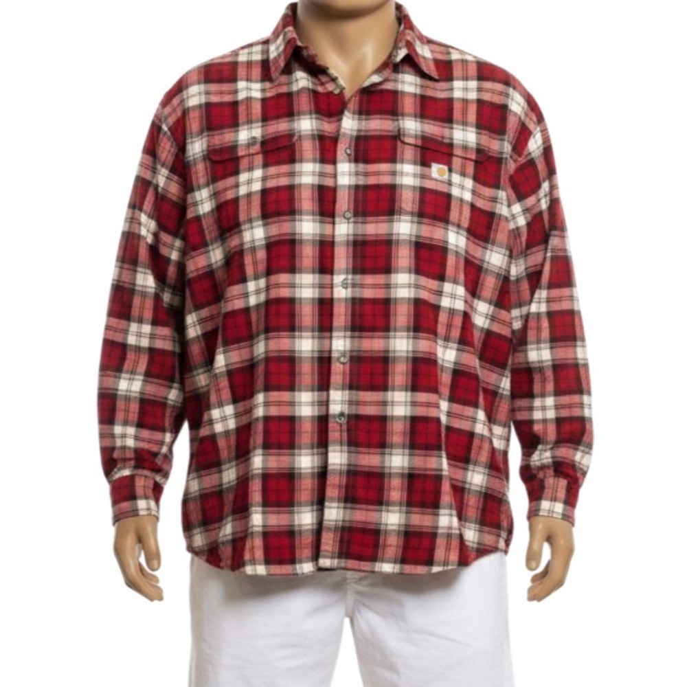 Carhartt Heavyweight Flannel Work Shirt 3XL Loose Fit Crabapple Plaid 106356